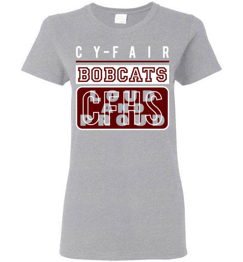 Cy-Fair High School Bobcats Women's Sports Grey T-shirt 86