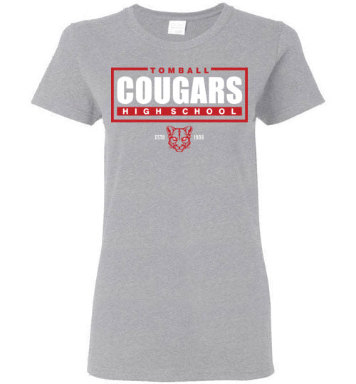 Tomball High School Cougars Women's Sports Grey T-shirt 49