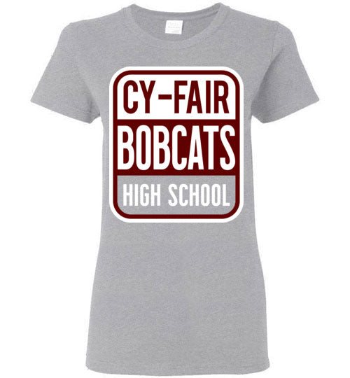 Cy-Fair High School Bobcats Women's Sports Grey T-shirt 01