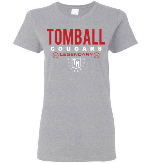 Tomball High School Cougars Women's Sports Grey T-shirt 03