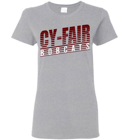 Cy-Fair High School Bobcats Women's Sports Grey T-shirt 32