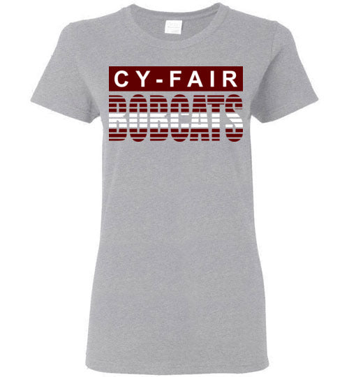 Cy-Fair High School Bobcats Women's Sports Grey T-shirt 35