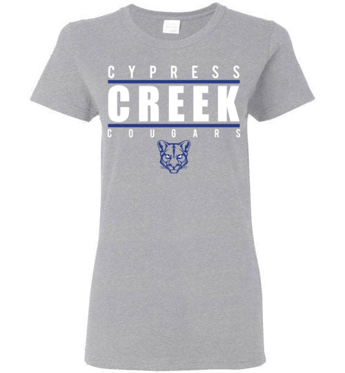 Cypress Creek High School Cougars Women's Sports Grey T-shirt 07