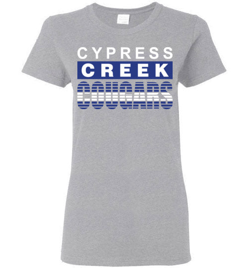 Cypress Creek High School Cougars Women's Sports Grey T-shirt 35