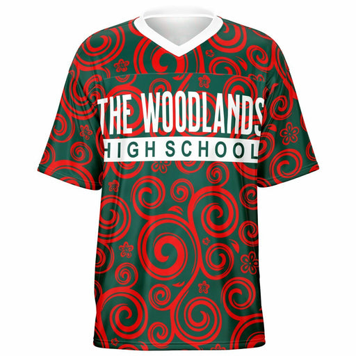 The Woodlands Highlanders High School football jersey -  ghost view - front