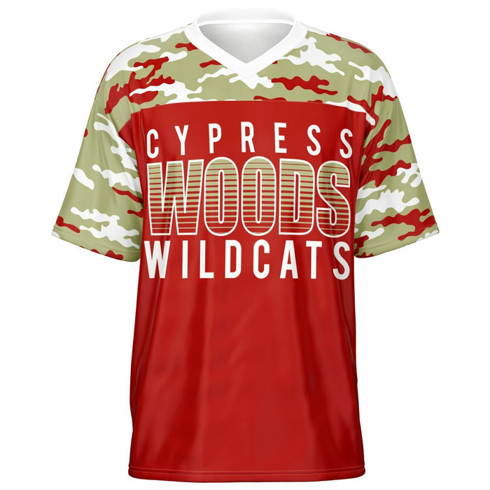 Cypress Woods Wildcats football jersey -  ghost view - front 08