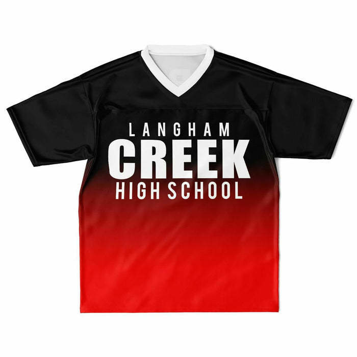 Langham Creek Lobos football jersey laying flat - front 