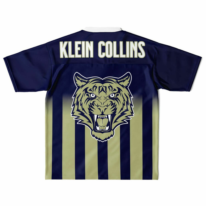 Klein Collins Tigers football jersey laying flat - back 14