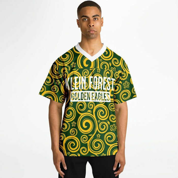 Black man wearing Klein Forest Eagles football Jersey