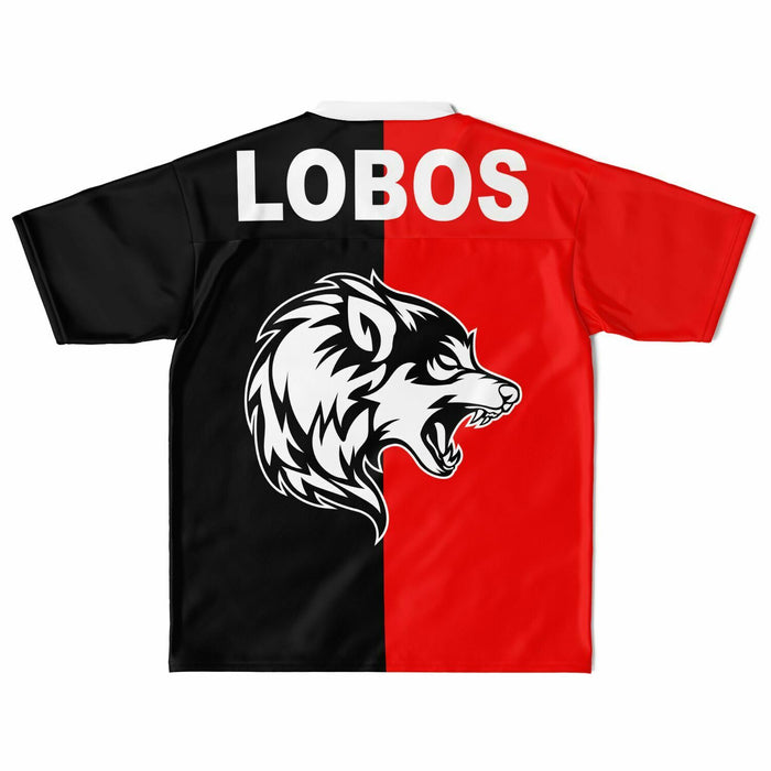 Langham Creek Lobos football jersey laying flat - back