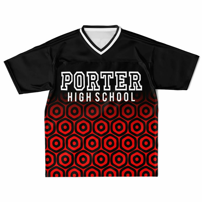 Porter Spartans High School football jersey laying flat - front 