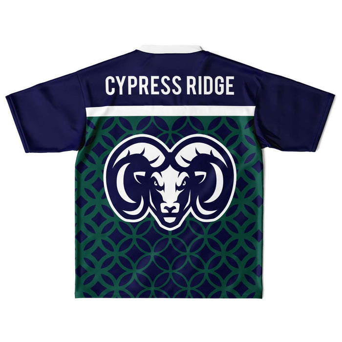 Cypress Ridge Rams football jersey laying flat - back