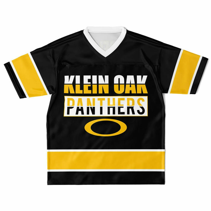 Klein Oak Panthers football jersey laying flat - front 