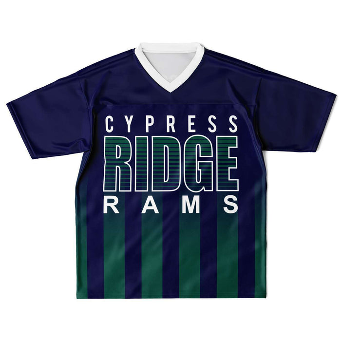 Cypress Ridge Rams football jersey laying flat - front 