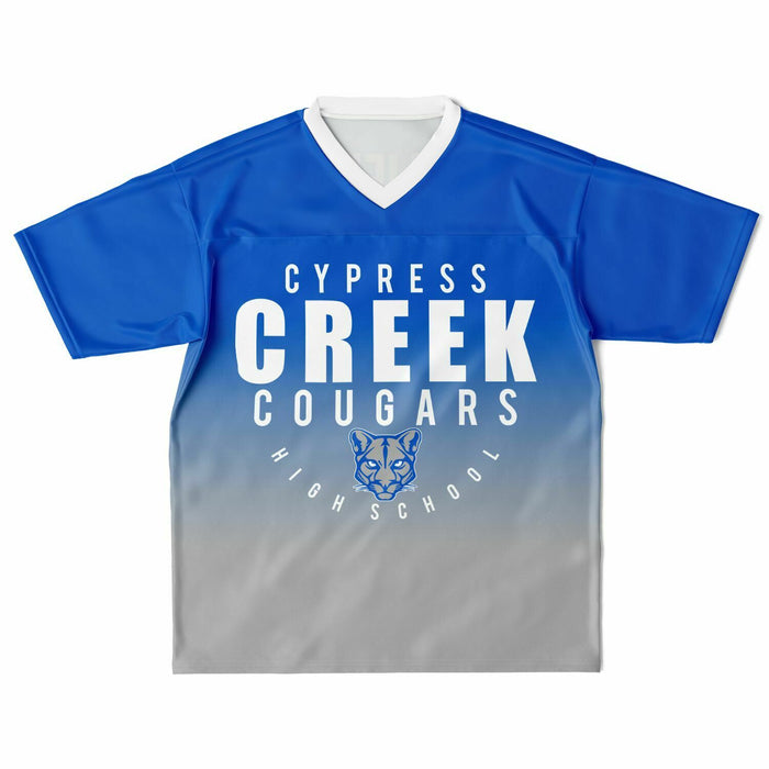 Cypress Creek Cougars football jersey laying flat - front 