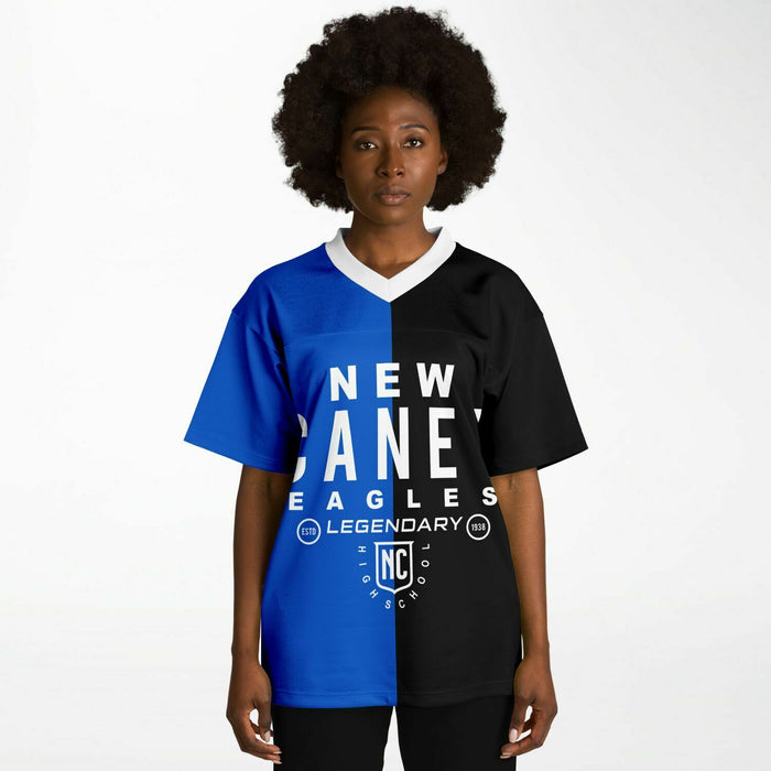 Black woman wearing New Caney Eagles football Jersey 04