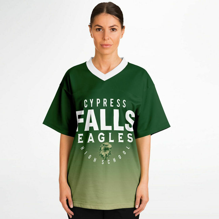 Women wearing Cypress Falls Eagles football jersey 05