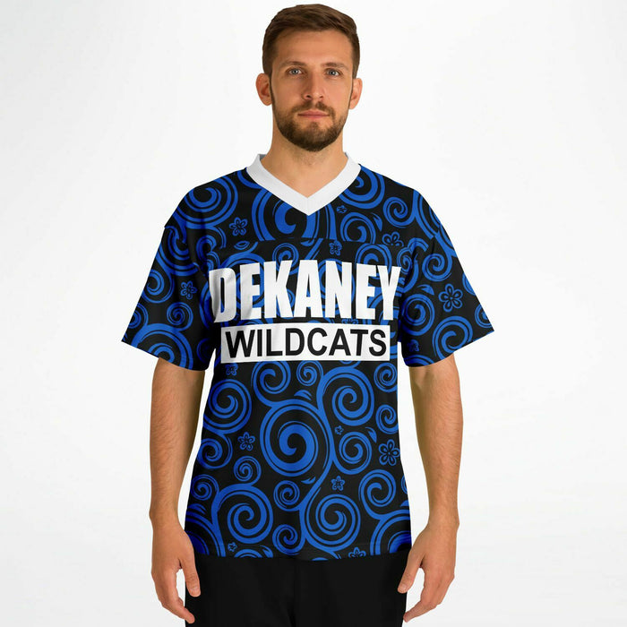 Man wearing Dekaney Wildcats football jersey