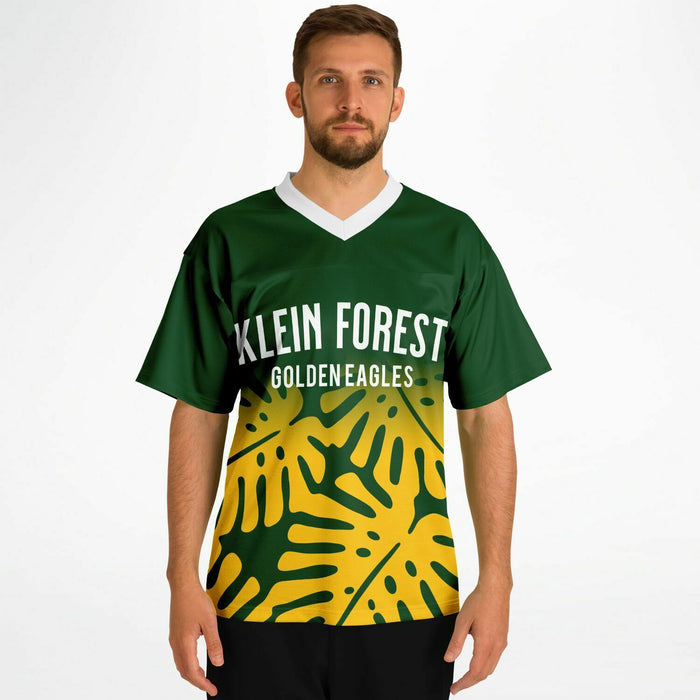 Man wearing Klein Forest Eagles football jersey