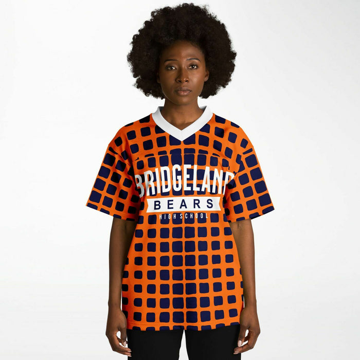 Black woman wearing Bridgeland Bears football Jersey