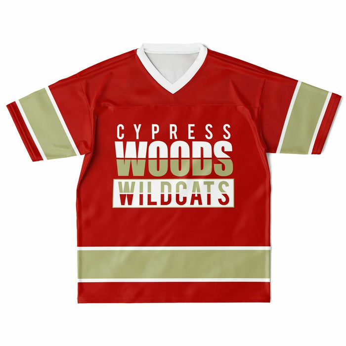 Cypress Woods Wildcats football jersey laying flat - front  13