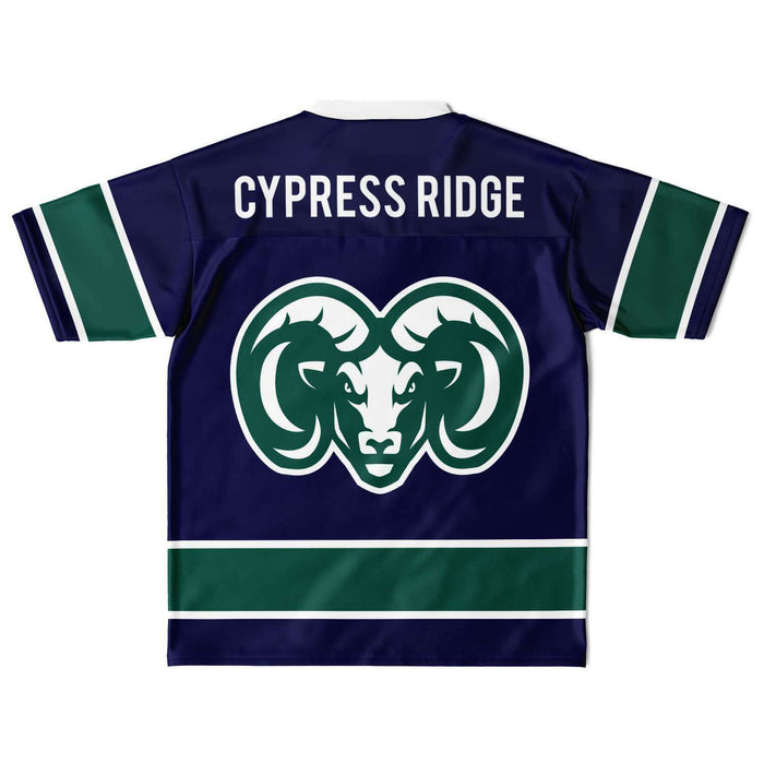 Cypress Ridge Rams football jersey laying flat - back