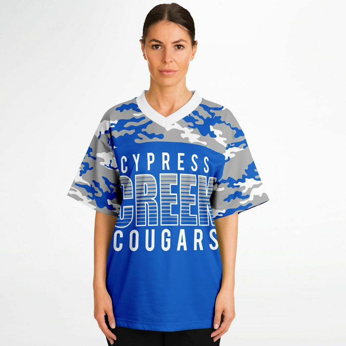 Women wearing Cypress Creek Cougars football jersey