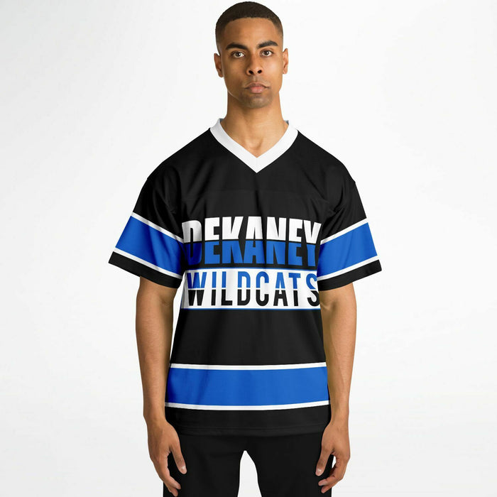 Black man wearing Dekaney Wildcats football Jersey