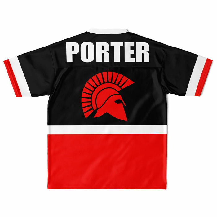 Porter Spartans High School football jersey laying flat - back