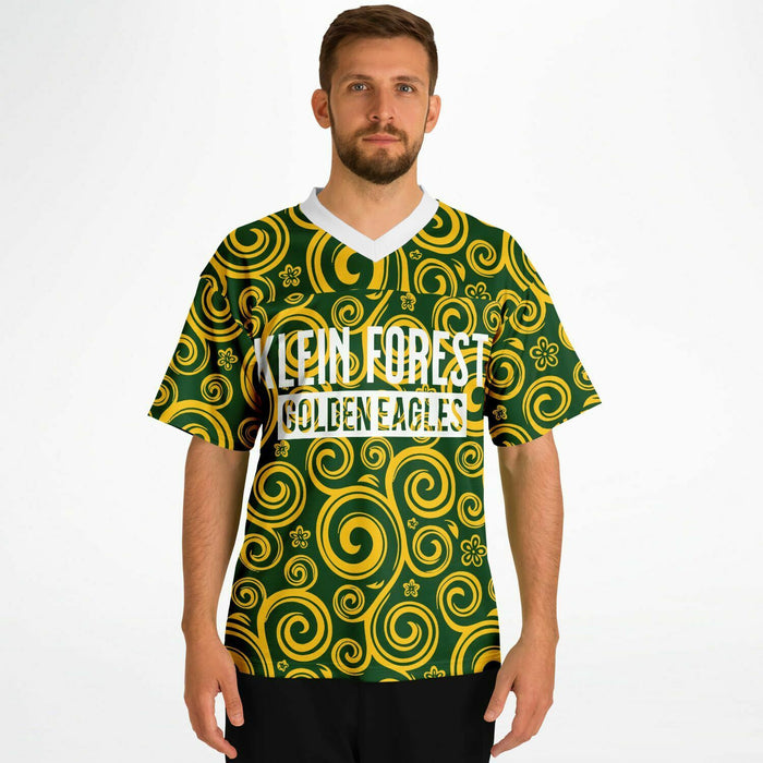 Man wearing Klein Forest Eagles football jersey