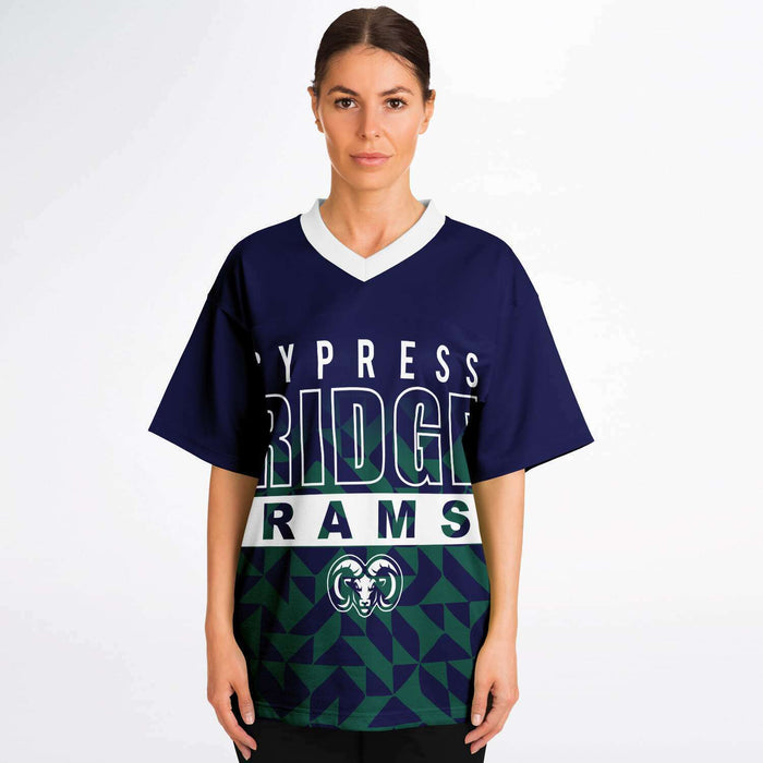 Women wearing Cypress Ridge Rams football jersey