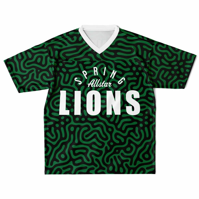 Spring Lions High School football jersey laying flat - front 