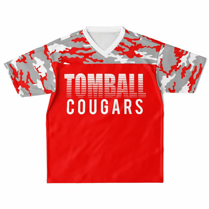 Tomball Cougars High School football jersey laying flat - front 