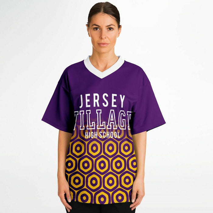 Women wearing Jersey Village Falcons football jersey