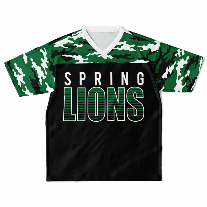 Spring Lions High School football jersey laying flat - front 