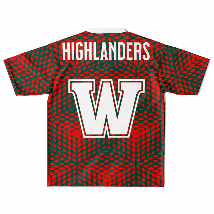 The Woodlands Highlanders High School football jersey laying flat - back