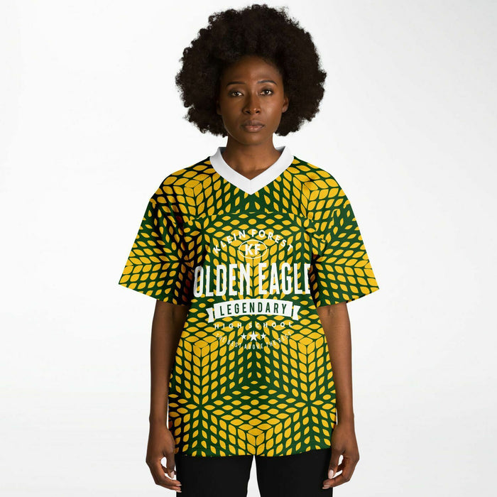 Black woman wearing Klein Forest Eagles football Jersey