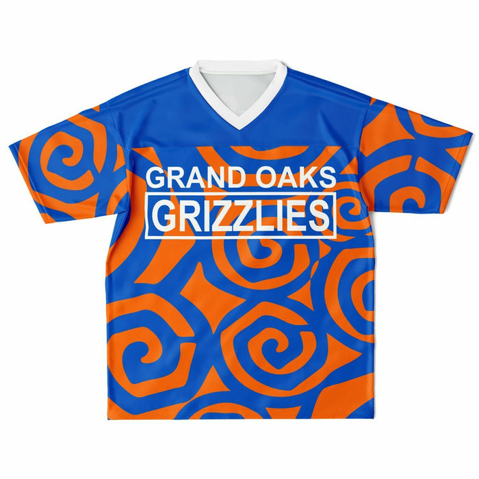 Grand Oaks Grizzlies football jersey laying flat - front 