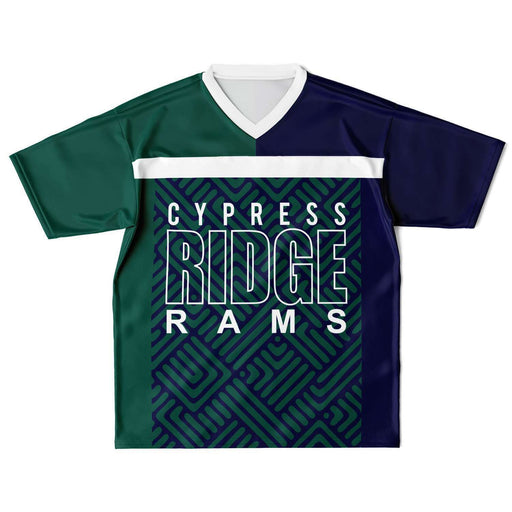 Cypress Ridge Rams football jersey laying flat - front 