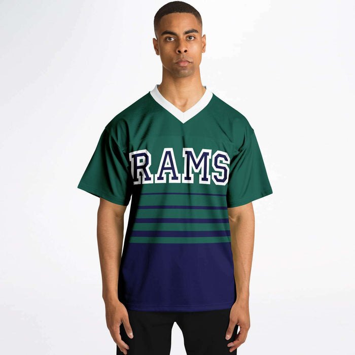 Black man wearing Cypress Ridge Rams football Jersey