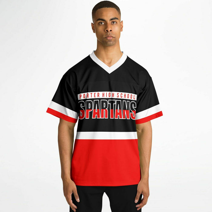 Black man wearing Porter Spartans High School football Jersey