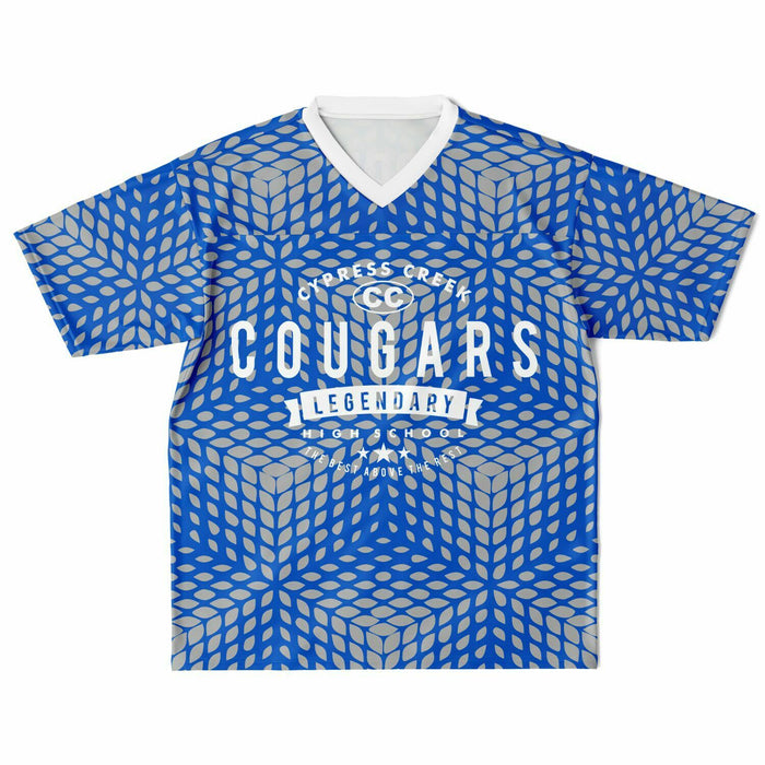 Cypress Creek Cougars football jersey laying flat - front 