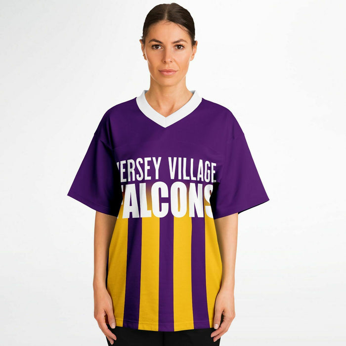 Women wearing Jersey Village Falcons football jersey