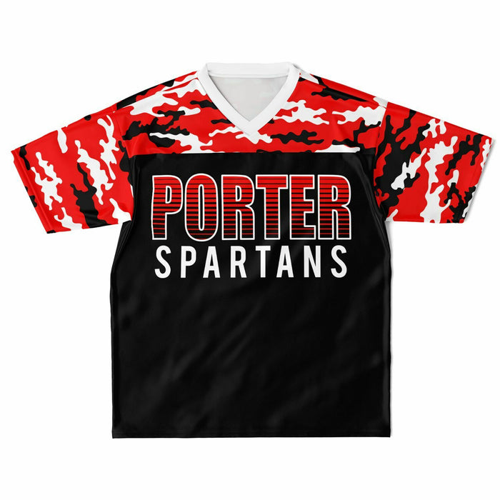 Porter Spartans High School football jersey laying flat - front 