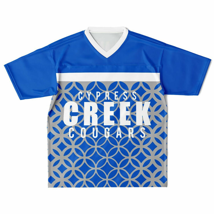 Cypress Creek Cougars football jersey laying flat - front 