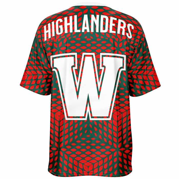 The Woodlands Highlanders High School football jersey -  ghost view - back