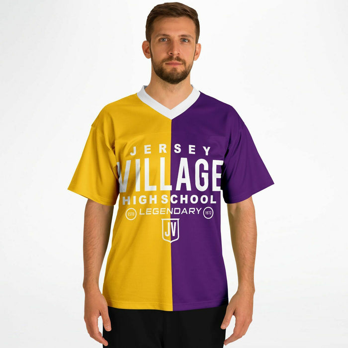 Man wearing Jersey Village Falcons football jersey