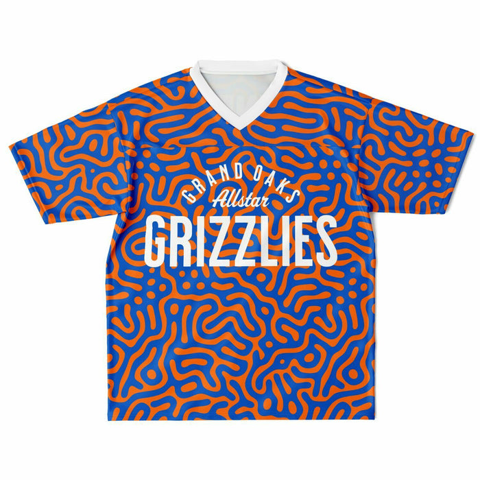 Grand Oaks Grizzlies football jersey laying flat - front 