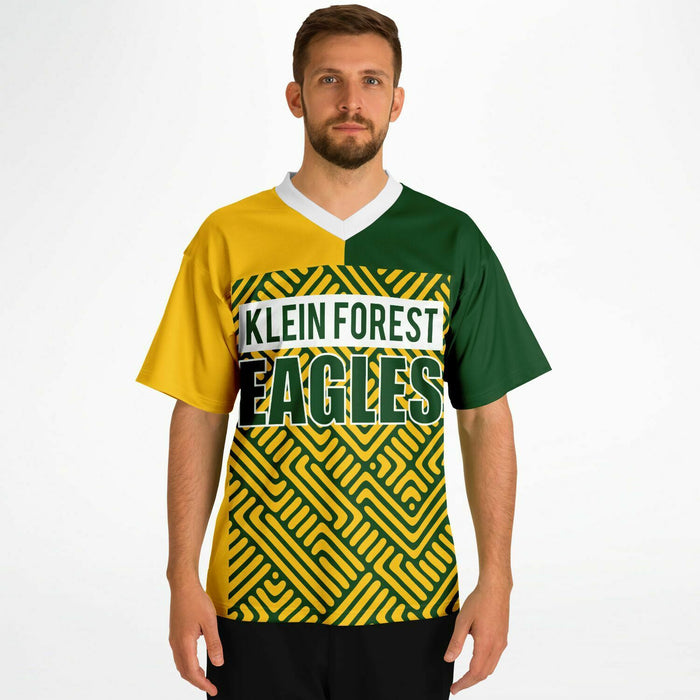 Man wearing Klein Forest Eagles football jersey