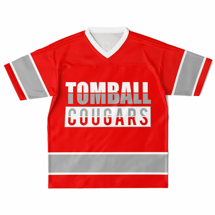 Tomball Cougars High School football jersey laying flat - front 